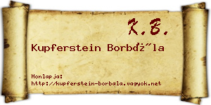 Kupferstein Borbála névjegykártya